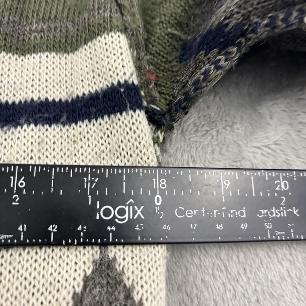 Elan Cardigan Wool Blend Sweater Womens S Olive Green Hooded Aztec Boho Goblin - Picture 16 of 16
